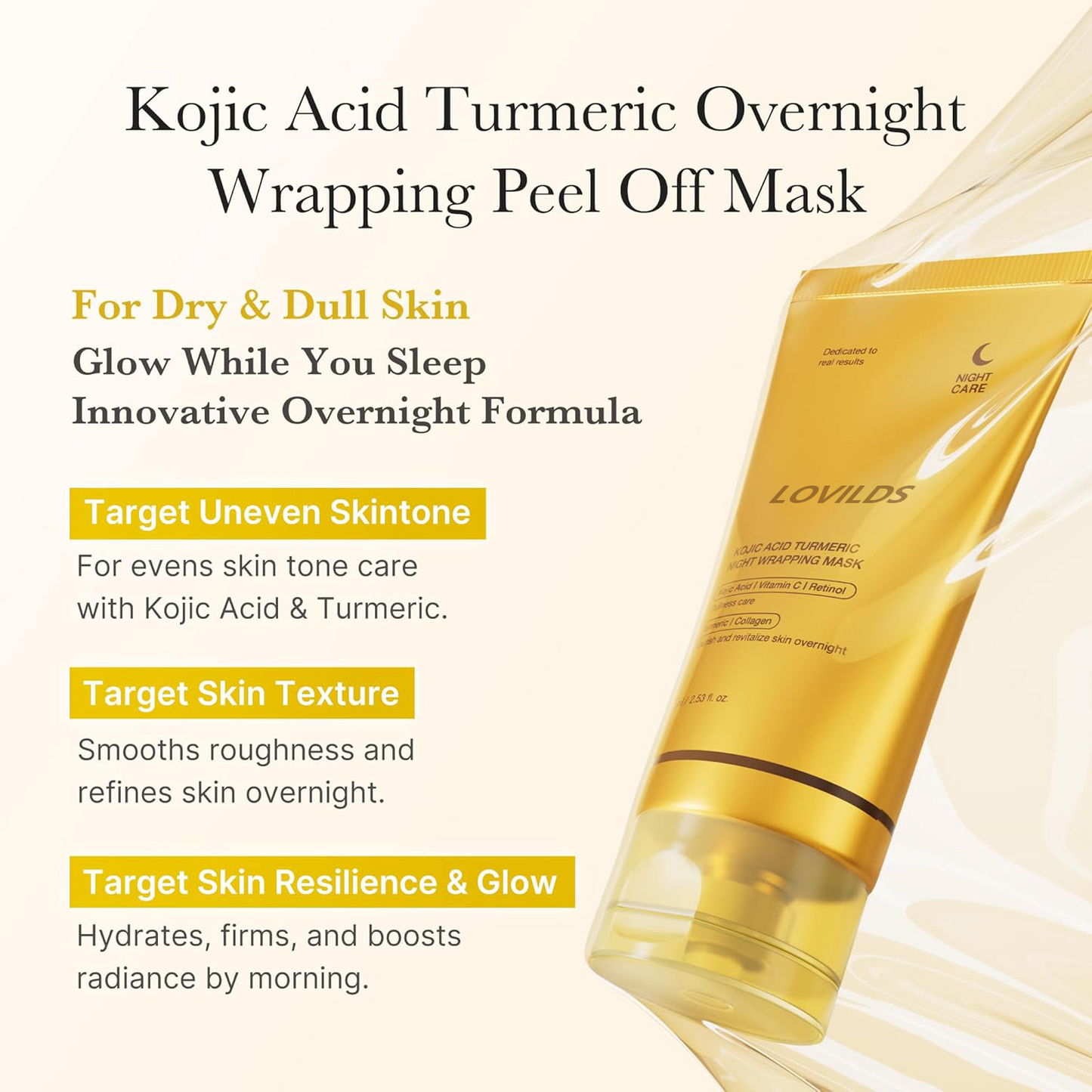 LOVILDS™ Turmeric Kojic Acid Collagen Night Mask