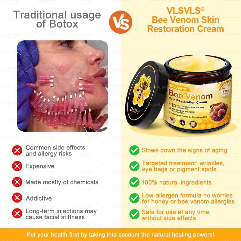 Made and Shipped from USA ✨ VLSVLS® Bee Venom Skin Restoration Cream 🌸 Anti-aging,Hydrating, Skin Repair, Even Tone, Acne and Dark Spot Treatment, Wart and Mole Removal, Psoriasis Relief CS 🔥 LAST DAY 80% OFF 💎